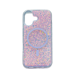 Capa Magnética Com Glitter Apokin Para Apple iPhone 17 Rosa